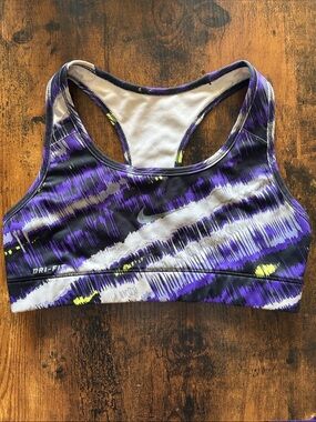 Nike Pro Purple Print Racerback Sports Bra XS